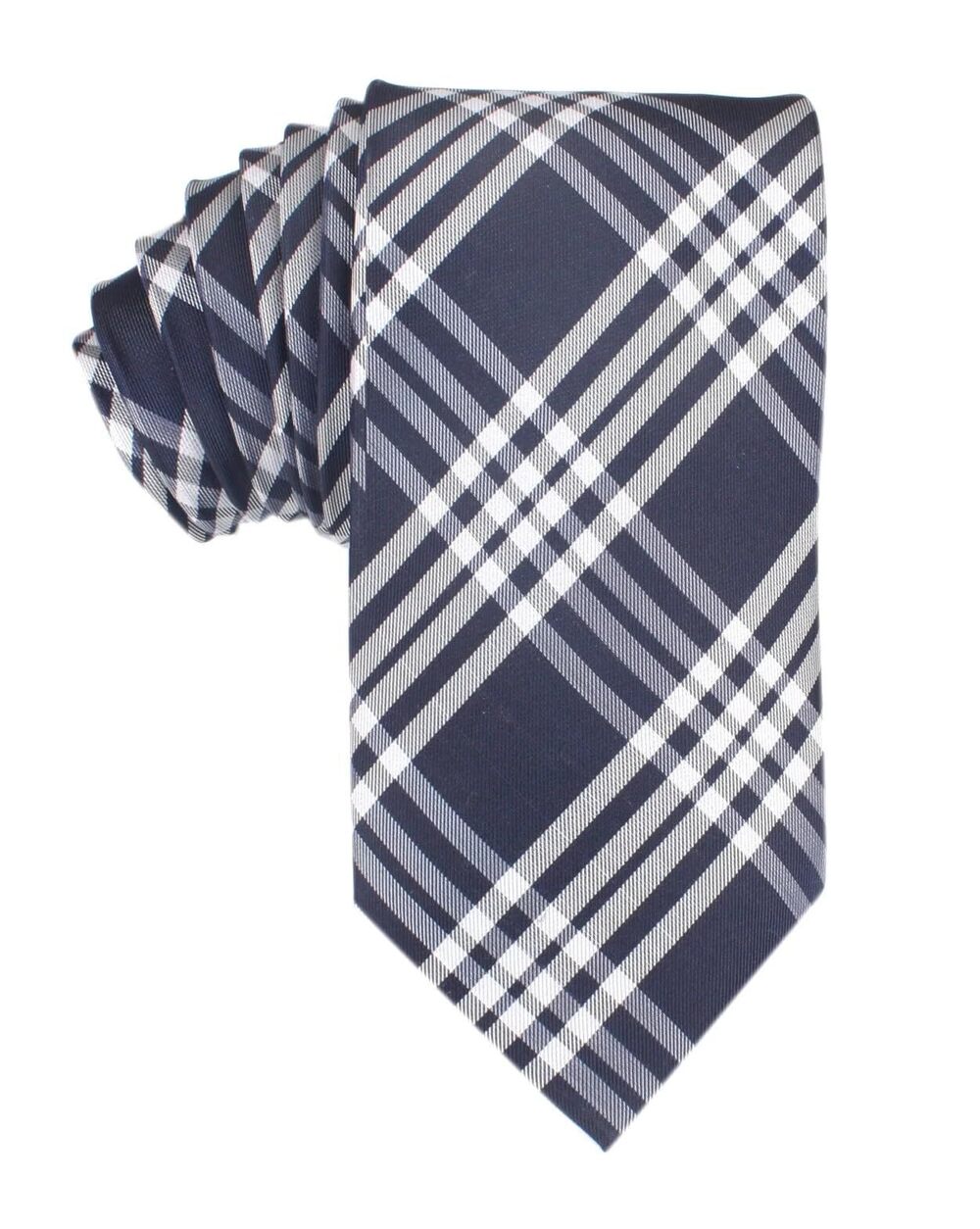 2842 Midnight Blue with White Stripes Necktie Casual Ties - Perfect Neck